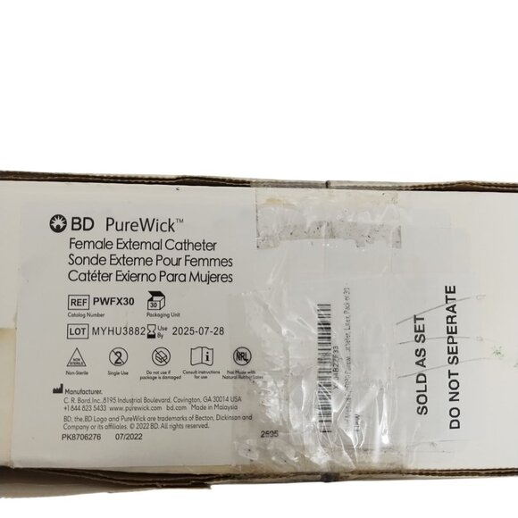 BD PureWick Female External Catheters PWFX30, Sealed, 30 2025-07-28 - Picture 2 of 5
